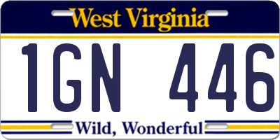 WV license plate 1GN446