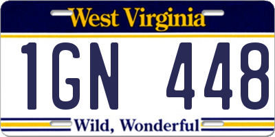 WV license plate 1GN448