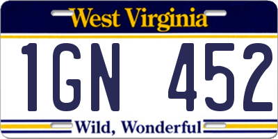 WV license plate 1GN452