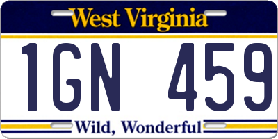 WV license plate 1GN459