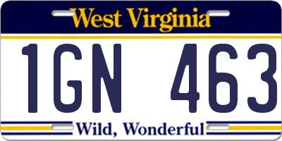WV license plate 1GN463