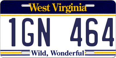WV license plate 1GN464