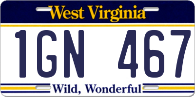 WV license plate 1GN467
