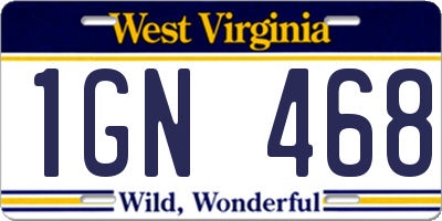WV license plate 1GN468
