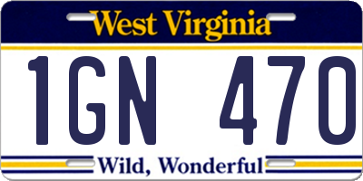 WV license plate 1GN470