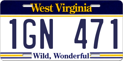 WV license plate 1GN471