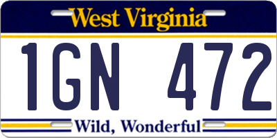 WV license plate 1GN472