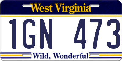 WV license plate 1GN473