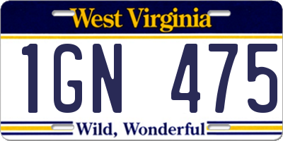 WV license plate 1GN475
