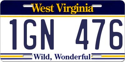 WV license plate 1GN476