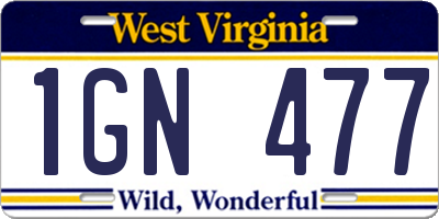 WV license plate 1GN477
