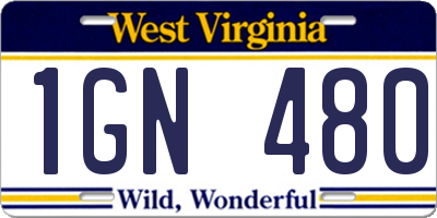 WV license plate 1GN480