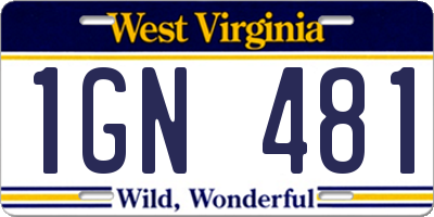 WV license plate 1GN481