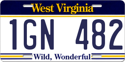 WV license plate 1GN482