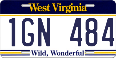 WV license plate 1GN484