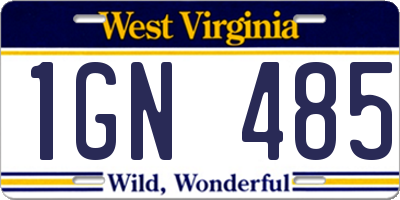 WV license plate 1GN485