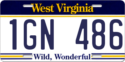 WV license plate 1GN486