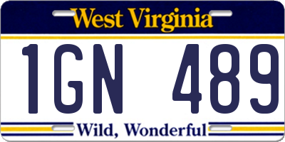 WV license plate 1GN489