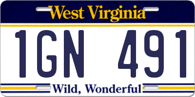 WV license plate 1GN491