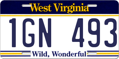 WV license plate 1GN493