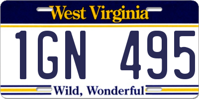 WV license plate 1GN495