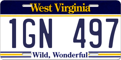WV license plate 1GN497