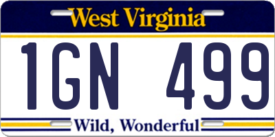WV license plate 1GN499