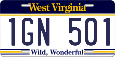 WV license plate 1GN501