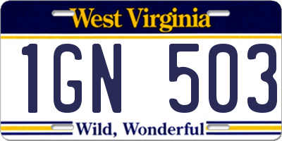 WV license plate 1GN503