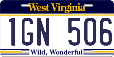 WV license plate 1GN506