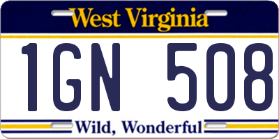 WV license plate 1GN508