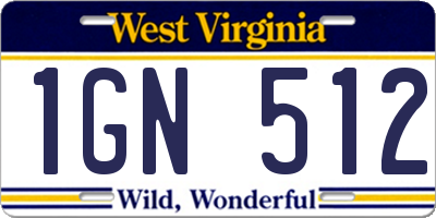 WV license plate 1GN512
