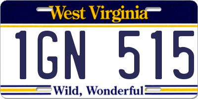 WV license plate 1GN515