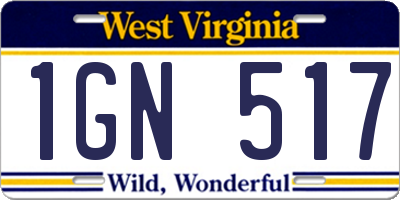 WV license plate 1GN517