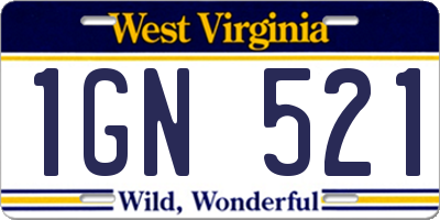 WV license plate 1GN521
