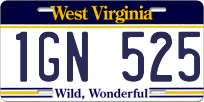 WV license plate 1GN525