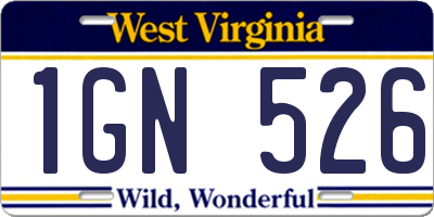WV license plate 1GN526