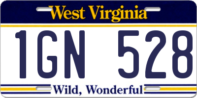 WV license plate 1GN528