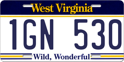 WV license plate 1GN530