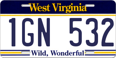 WV license plate 1GN532