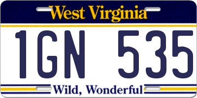 WV license plate 1GN535