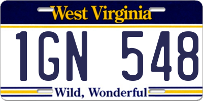 WV license plate 1GN548