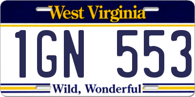 WV license plate 1GN553