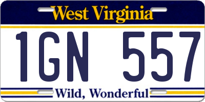 WV license plate 1GN557