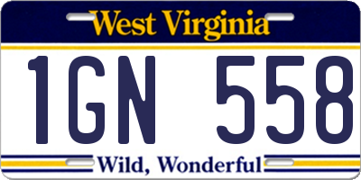 WV license plate 1GN558