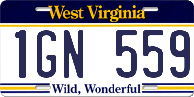 WV license plate 1GN559