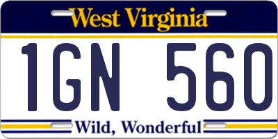 WV license plate 1GN560