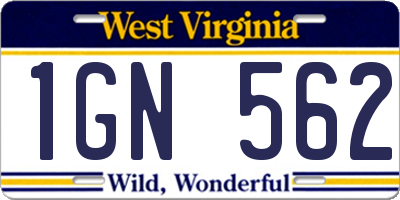 WV license plate 1GN562