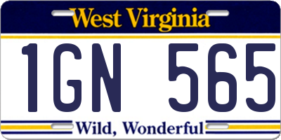 WV license plate 1GN565