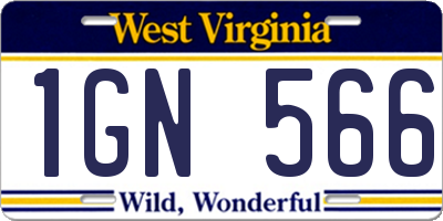 WV license plate 1GN566